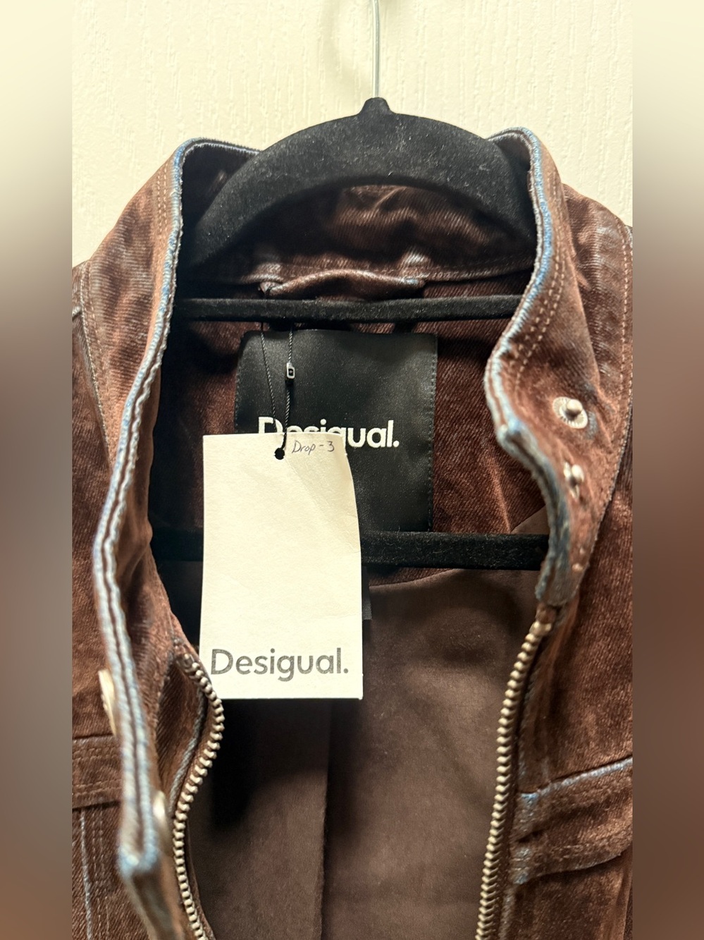 Desigual Vintage-Inspired Brown Suede Leather Trench Coat NWT Size M (Fits XS/S) - Picture 3 of 5
